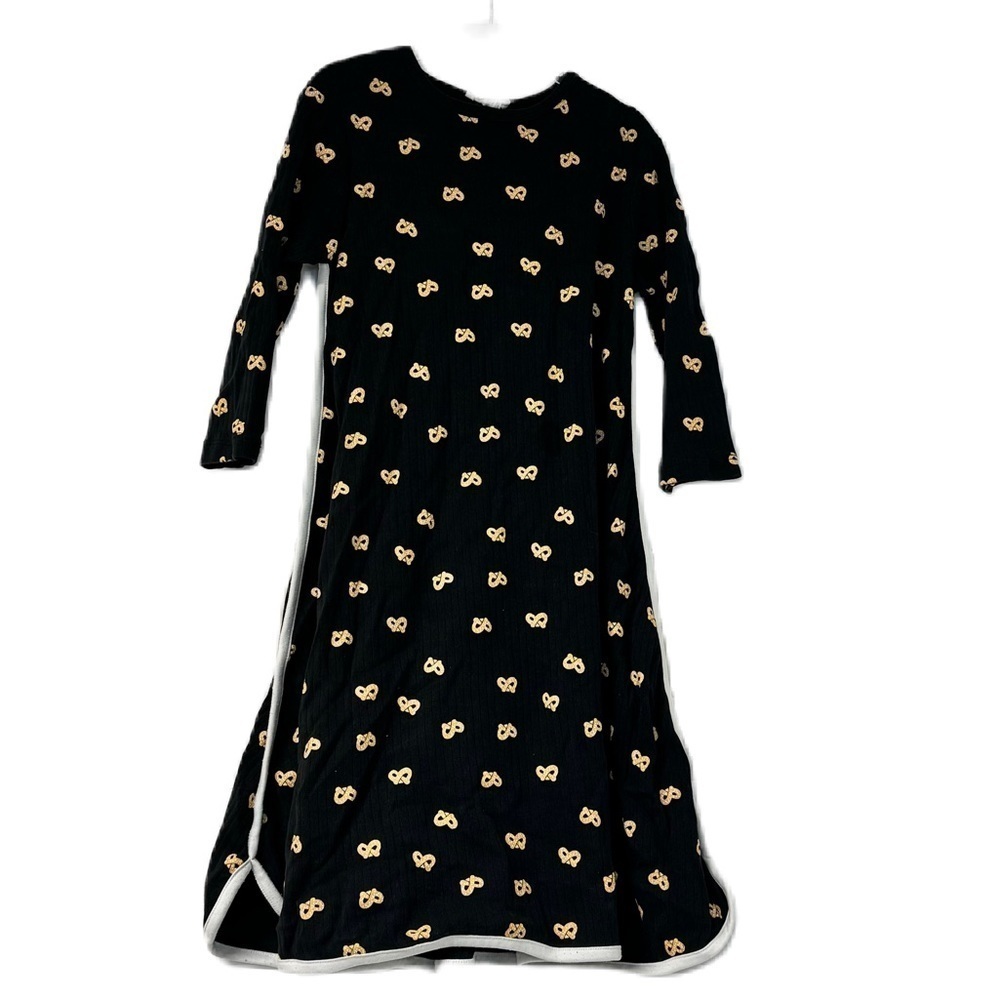 Bla bla girls sz 7 black ribbed midi pretzel design aline dress fun casual trend